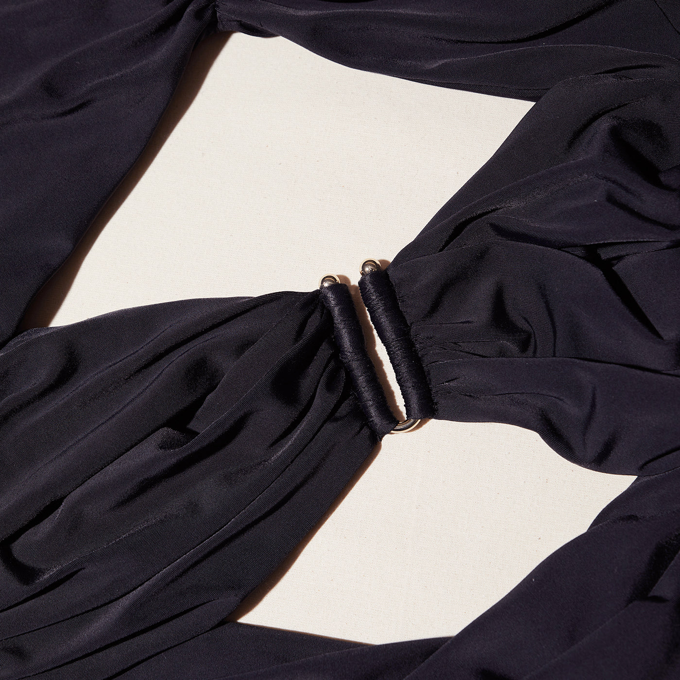 A close up of the fabric for the Black Jersey Midi Dress