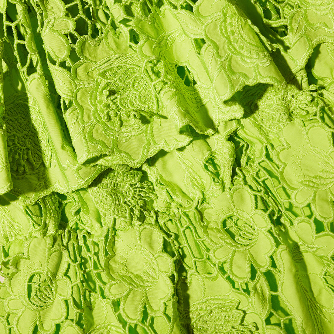 그린 레이스 오프 숄더 미니 드레스