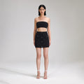 Black Sequin Knit Bandeau Top