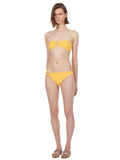 Yellow Logo Printed Ruched Bikini Briefs