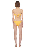 Yellow Logo Printed Ruched Bikini Briefs