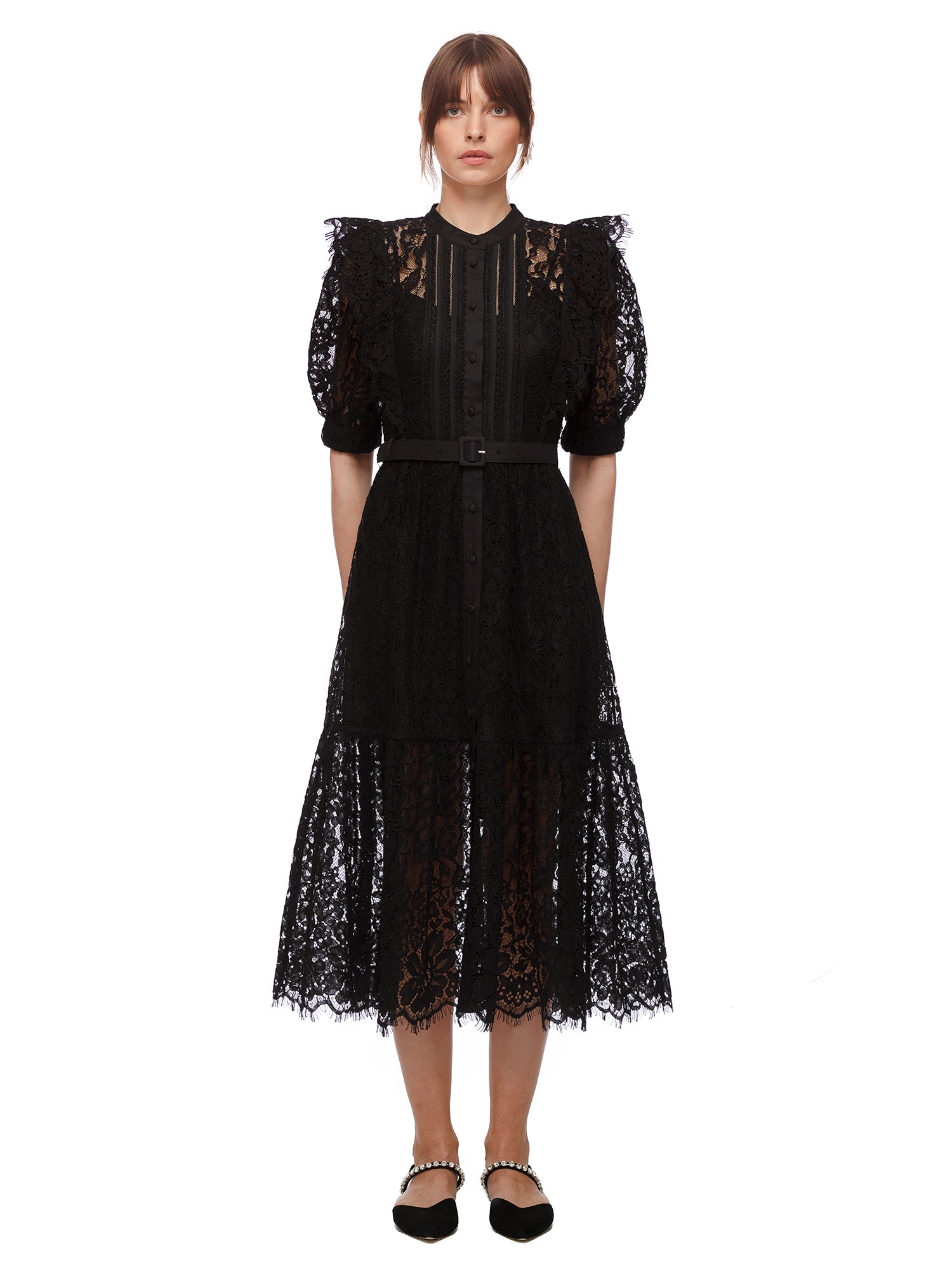 Black Lace Midi Dress – self-portrait