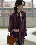 Purple Rhinestone Pinstripe Blouse