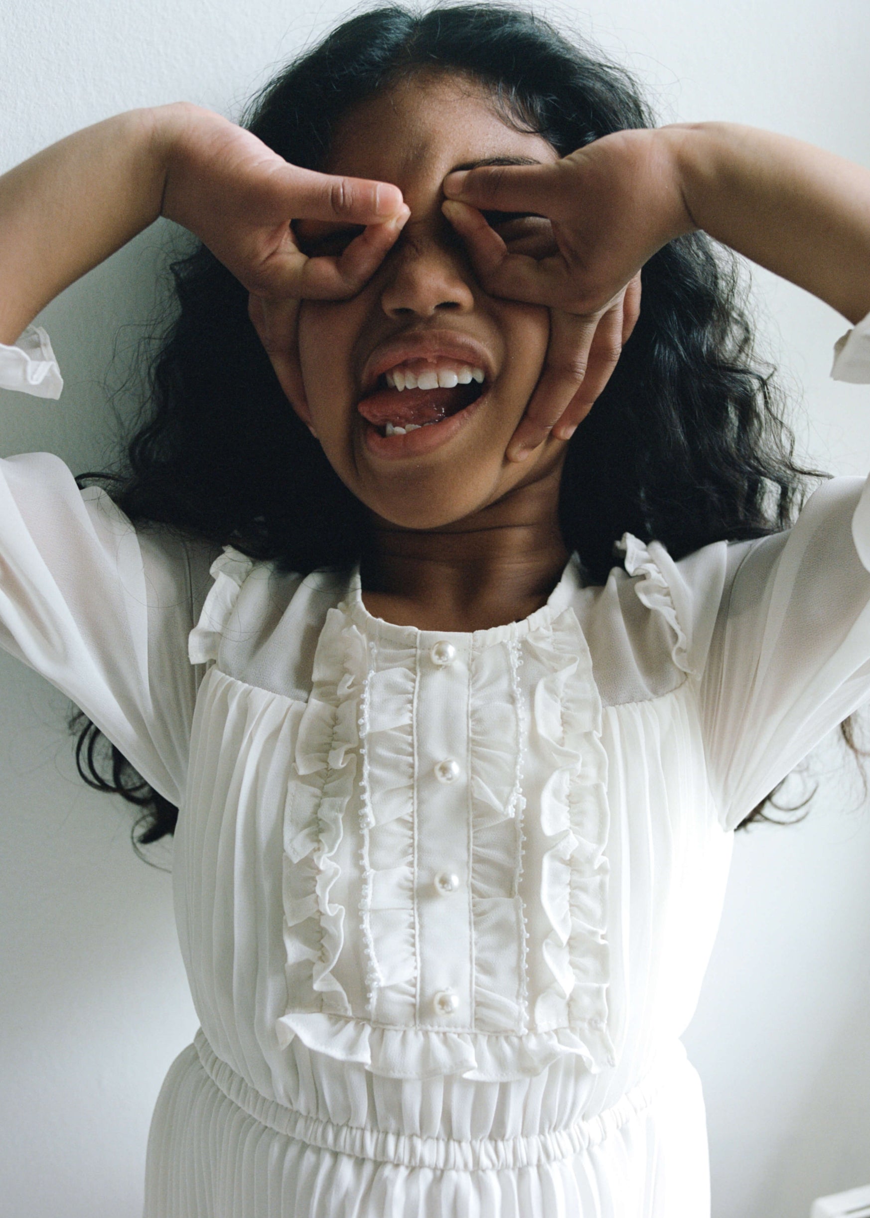 Cream Chiffon Tiered Dress