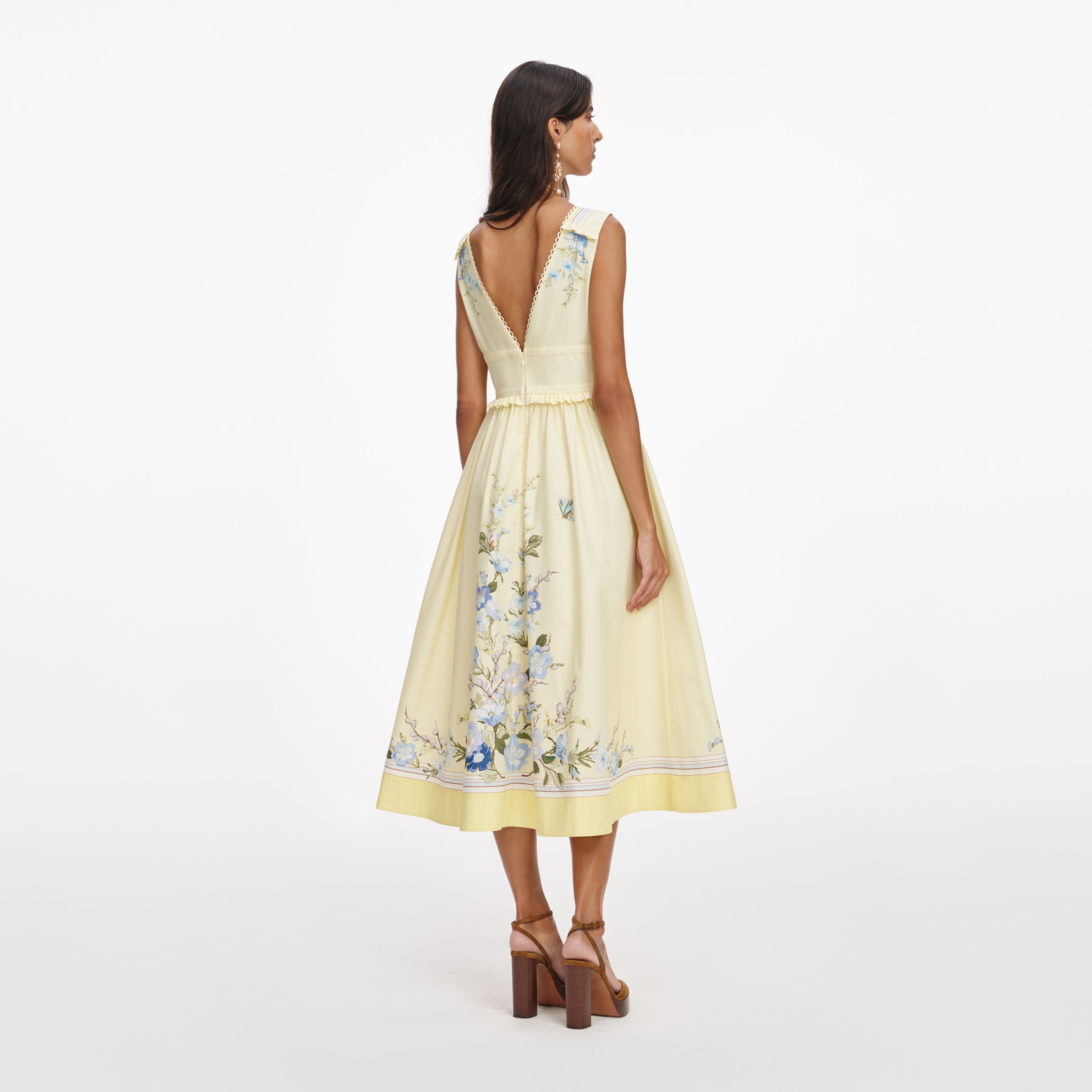 Yellow Cotton Midi Dress – self-portrait