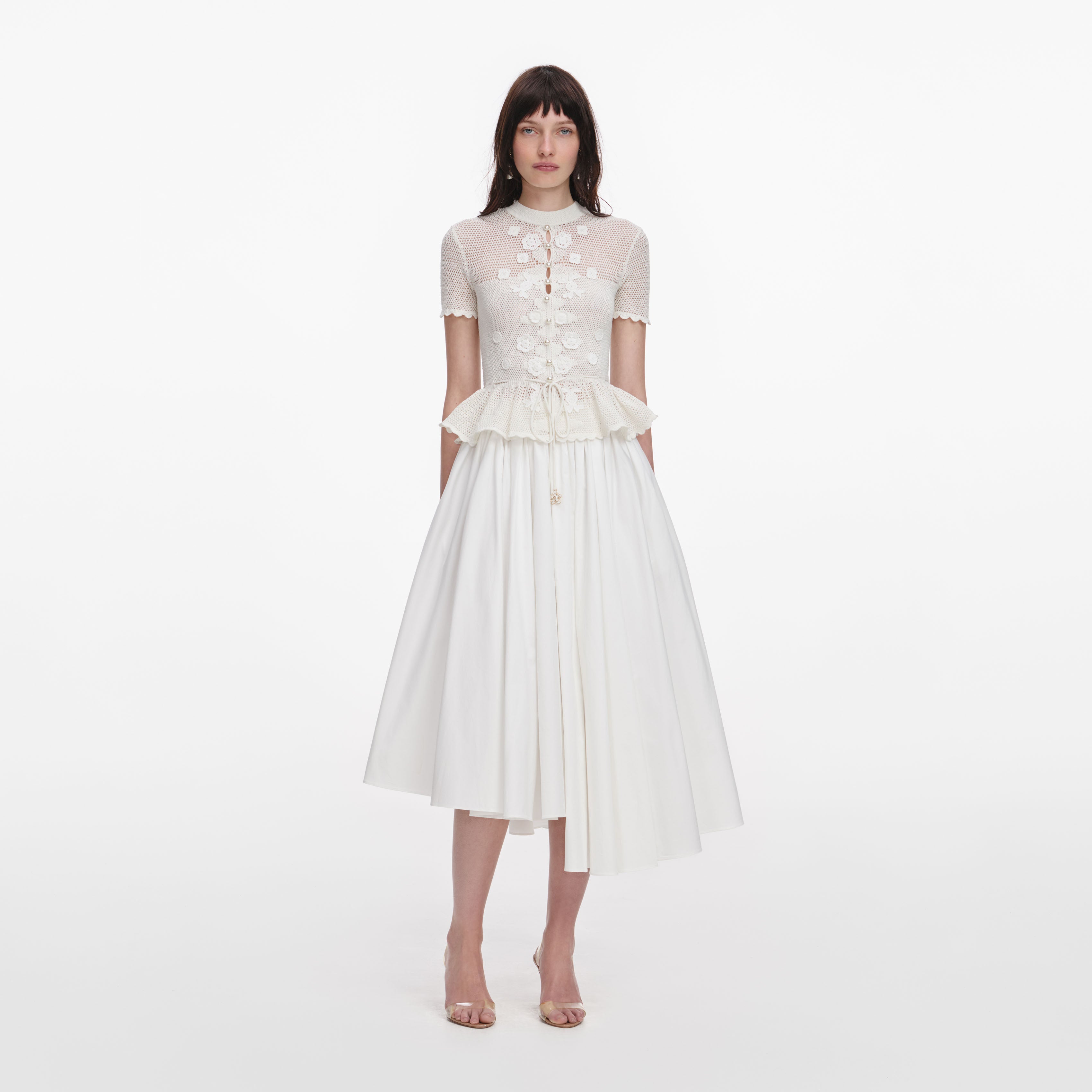 White Crochet Mini Dress – self-portrait
