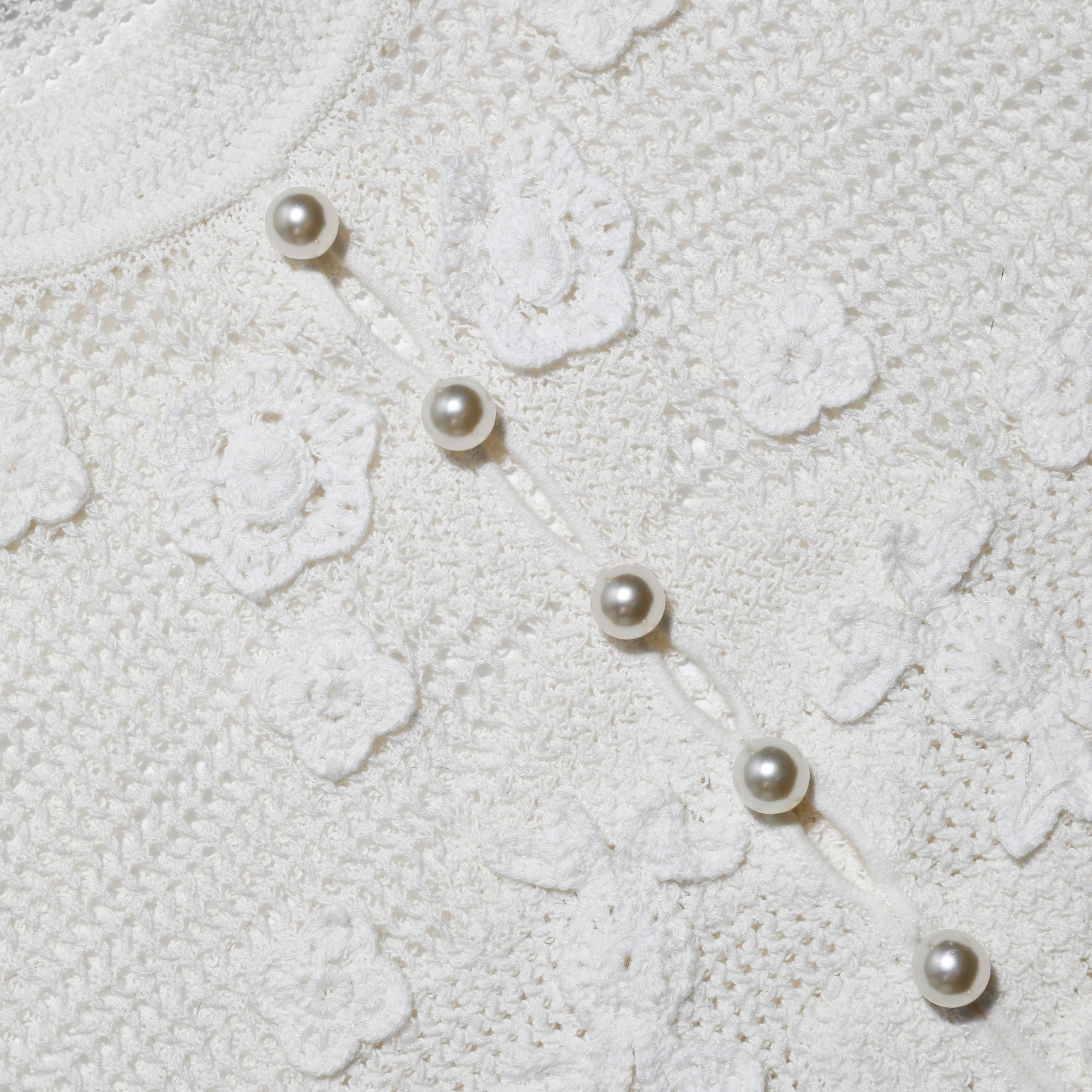 White Floral Crochet Knit Top | self-portrait