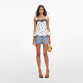 White Polka Dot Linen Top