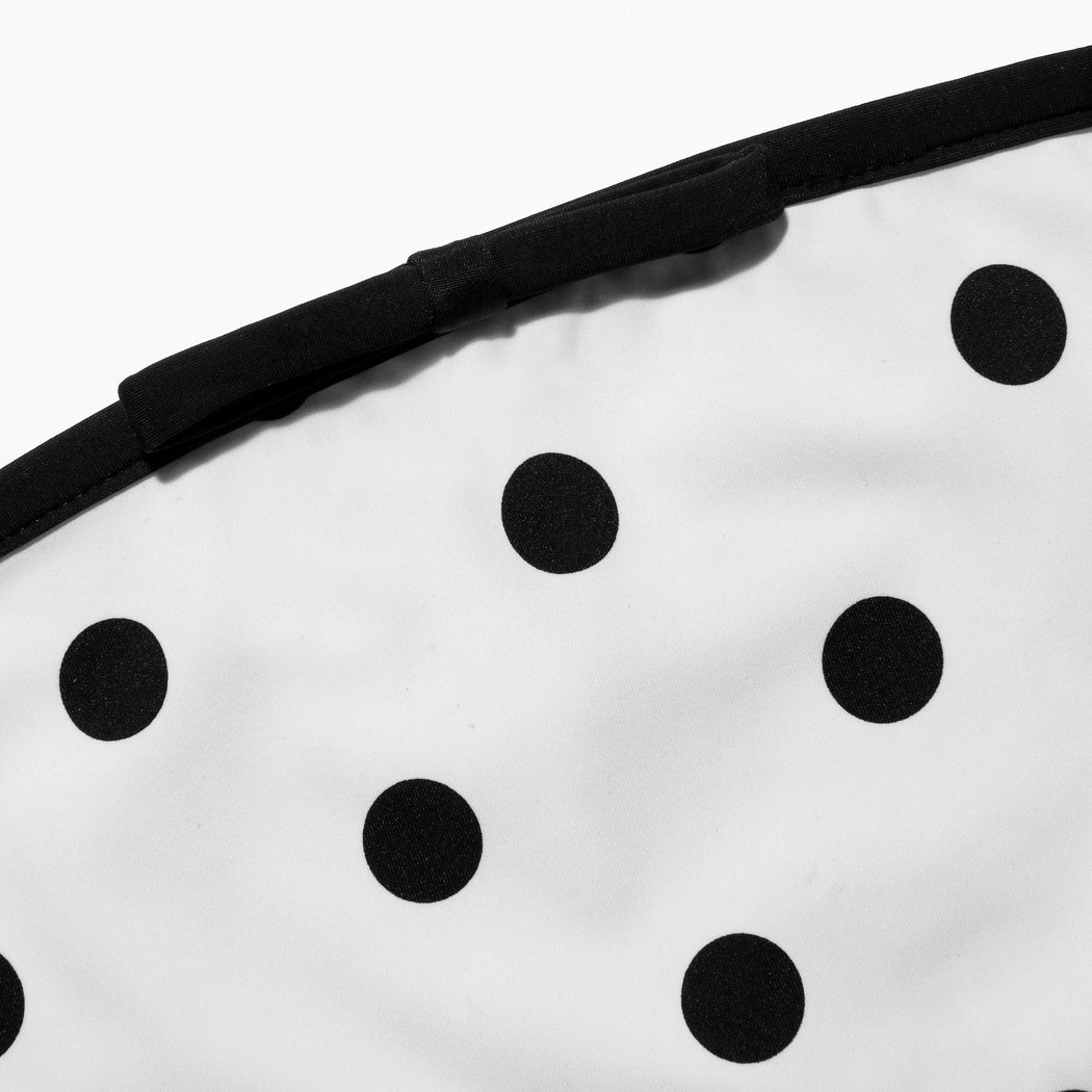 A close up of the fabric for the White Polka Dot Bikini Top