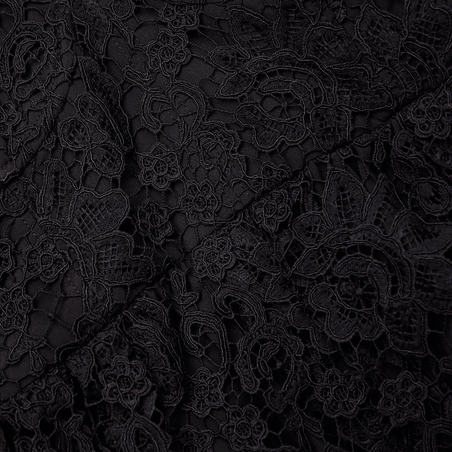 블랙 레이스 타이넥 미니 드레스