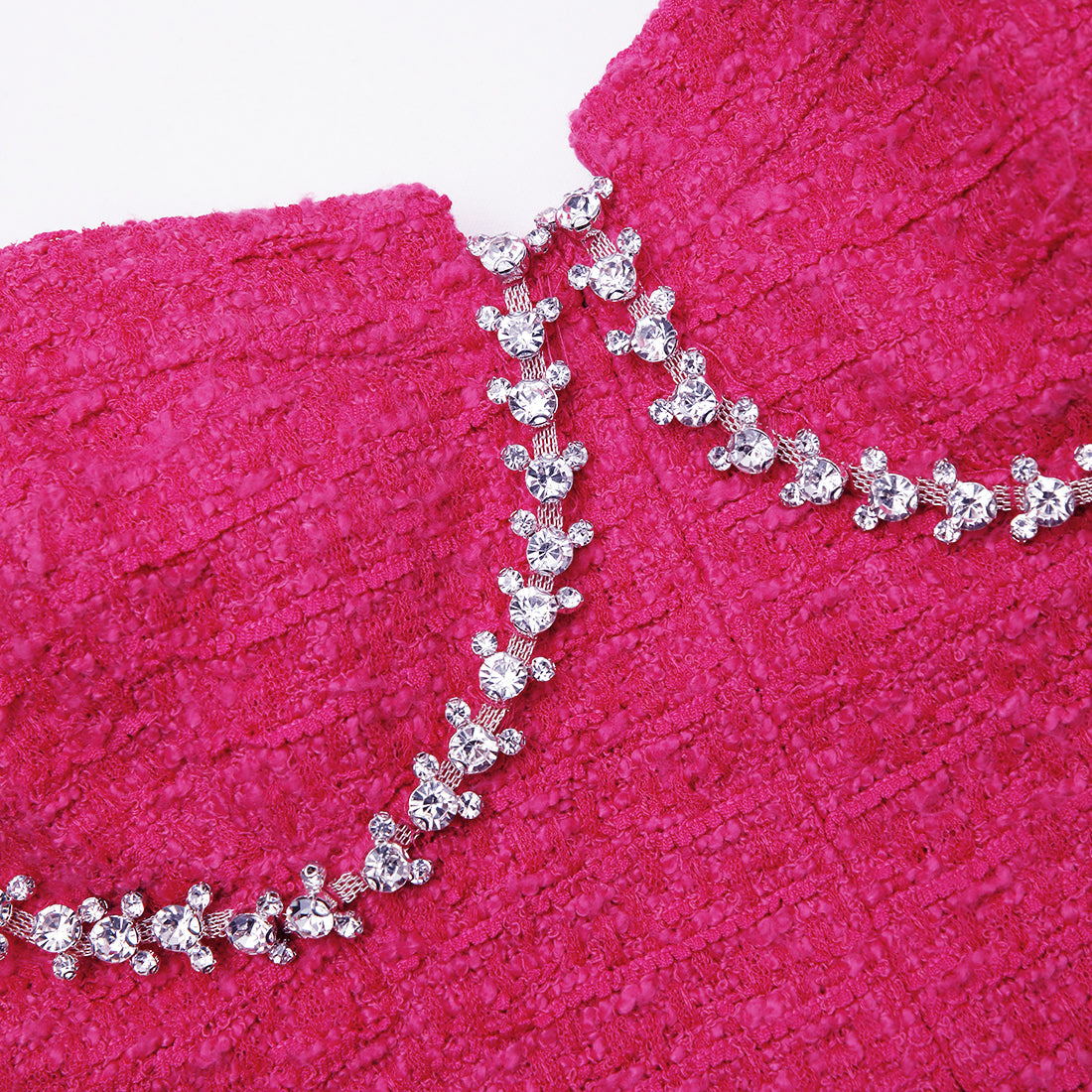 Fuchsia Boucle Diamante Bust Mini Dress