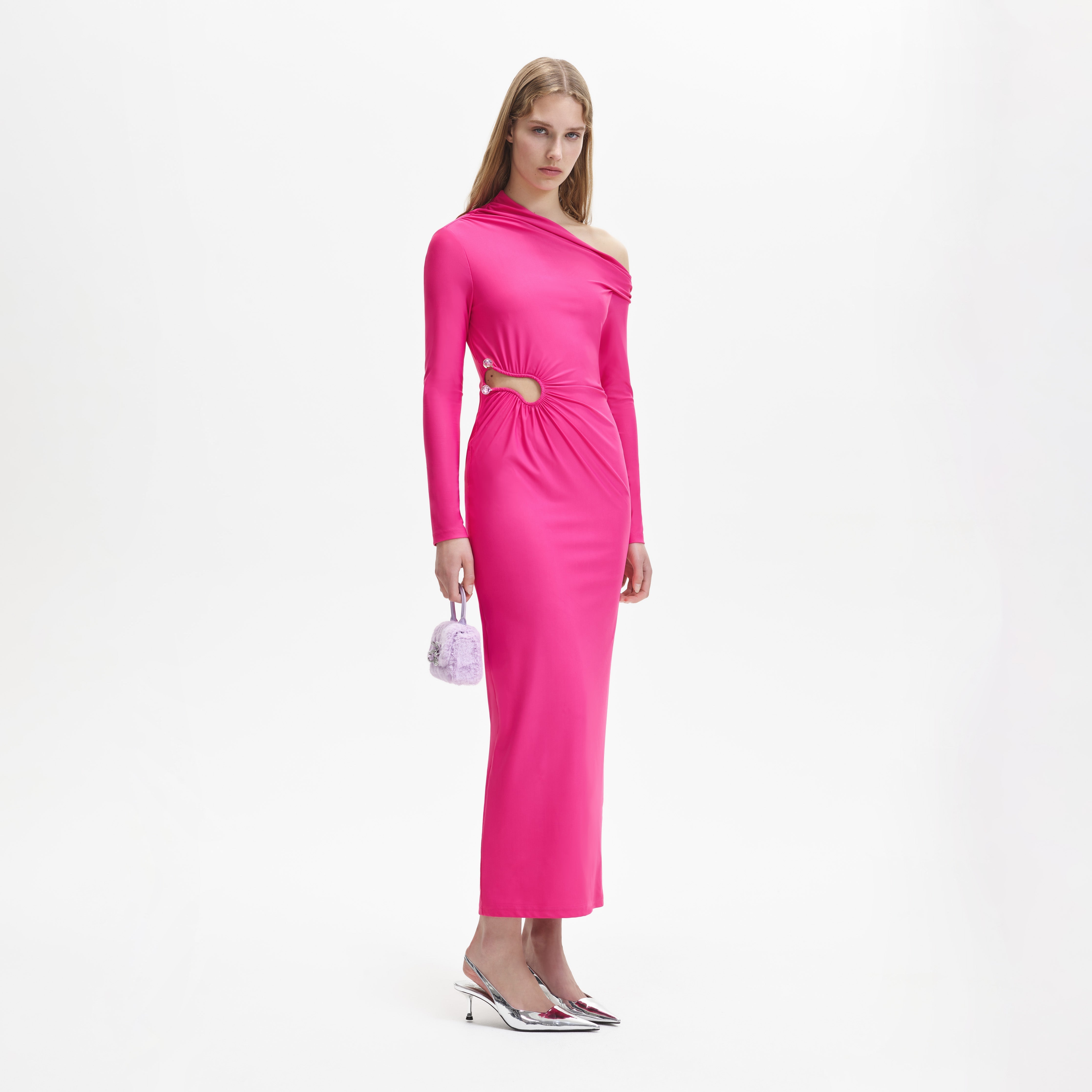 Pink Jersey Cut Out Maxi Dress | self-portrait
