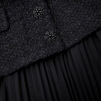 Black Boucle Chiffon Midi Dress