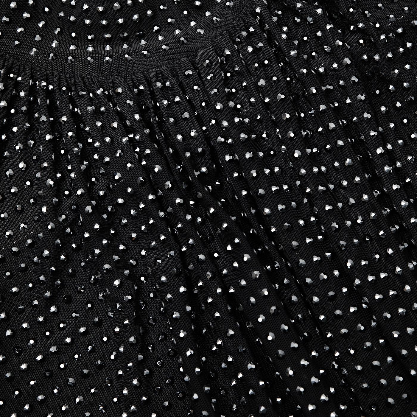 블랙 라인스톤 메쉬 탑