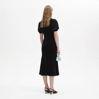 Black Velvet Embellished Midi Dress