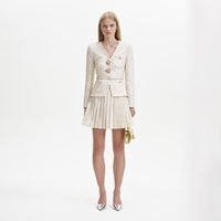 Cream Metallic Boucle Mini Jacket Dress