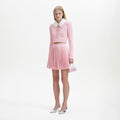 Pink Pleated Knit Mini Skirt