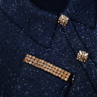 Navy Knit Collar Mini Dress