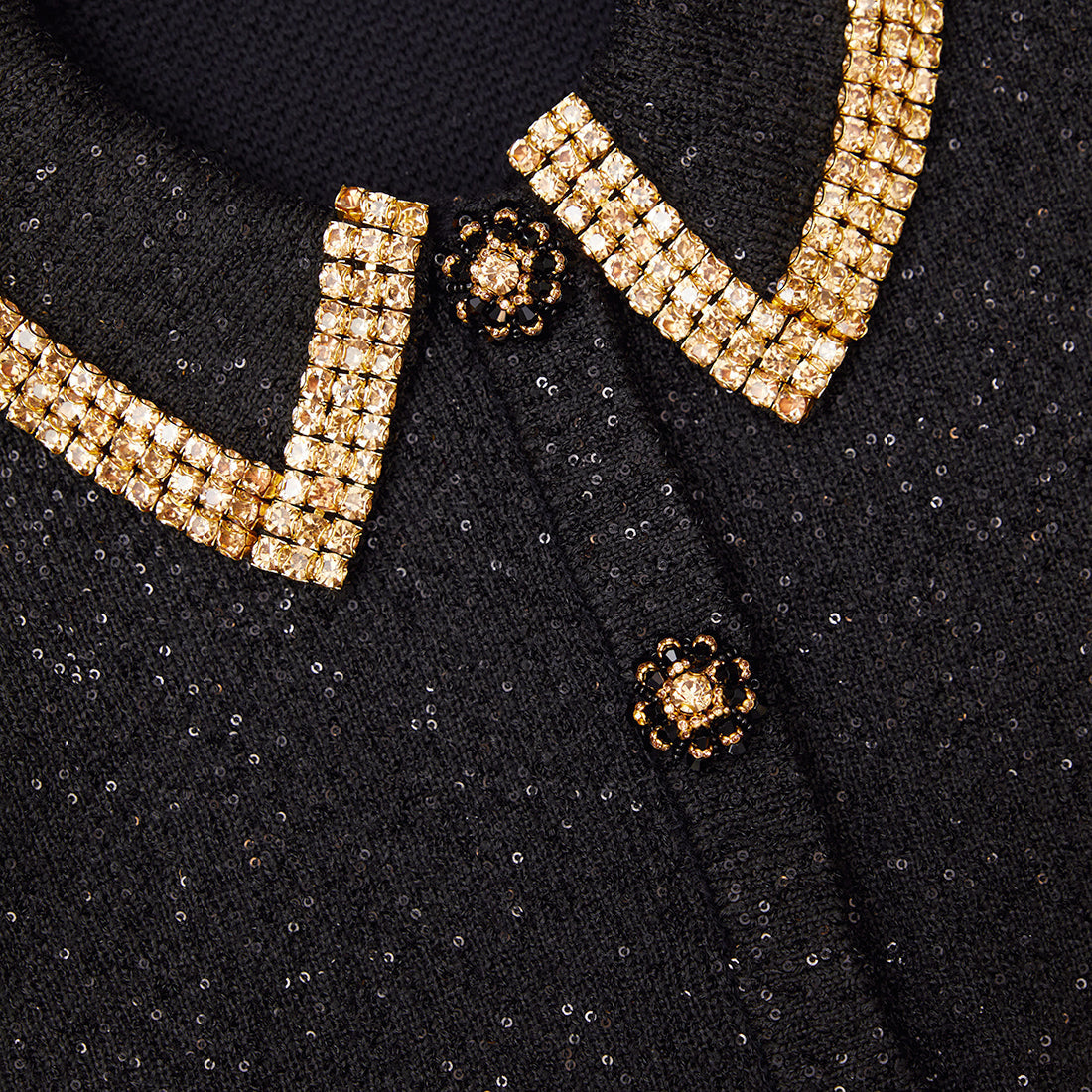 Black Knit Gold Diamante Cardigan