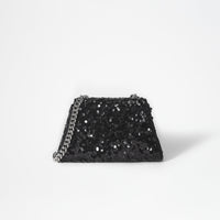 Black Sequin Bow Mini Shoulder Bag