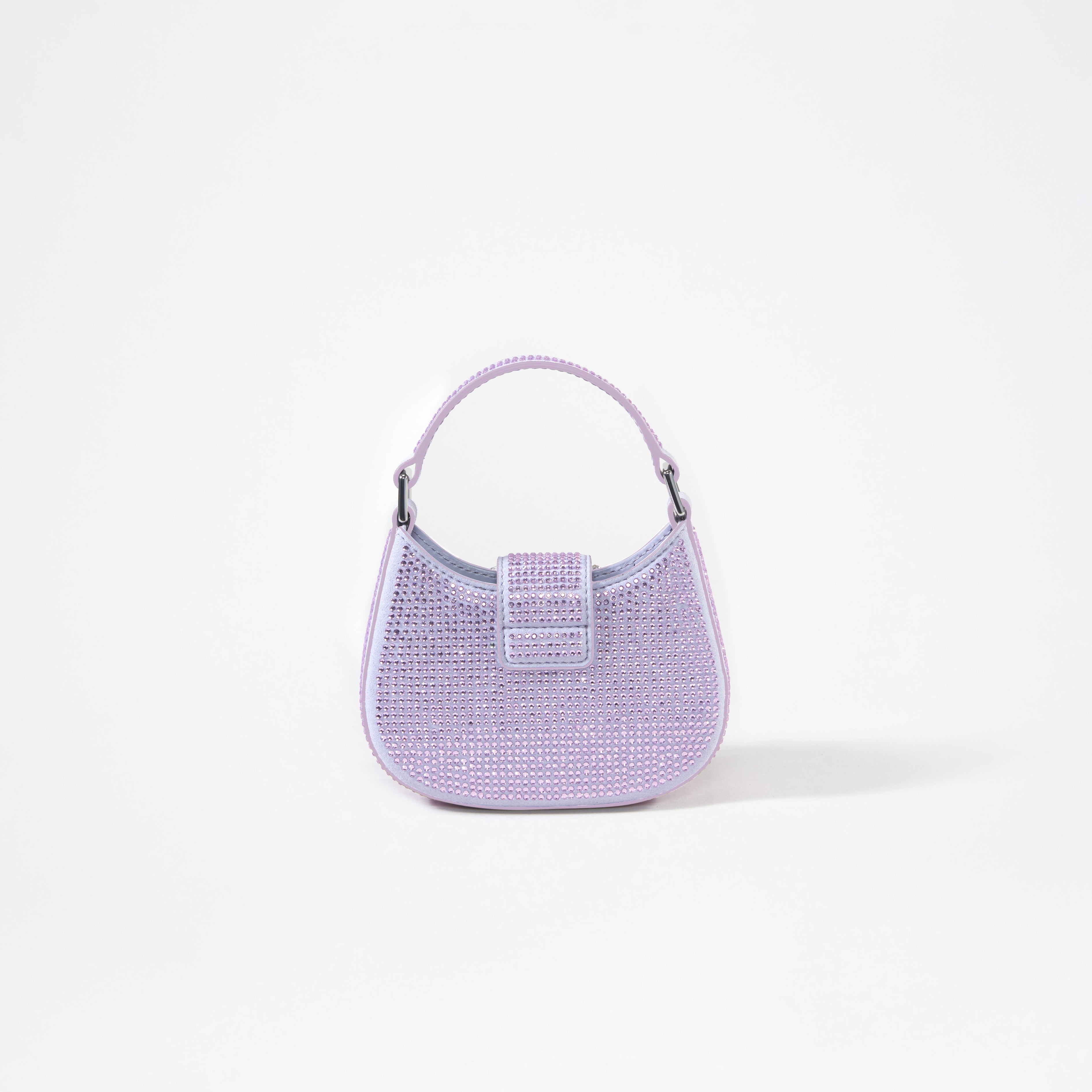 Purple Rhinestone Crescent Bow Micro Bag