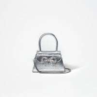 Silver Python Diamante Bow Micro Bag