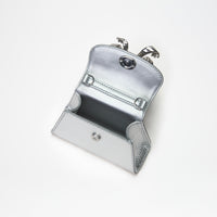 Silver Python Diamante Bow Micro Bag