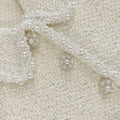 Cream Sequin Pearl Cropped Feather Cardigan