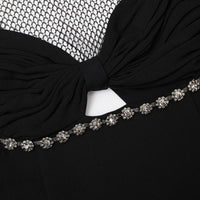 Black Crepe And Rhinestone Midi Dress