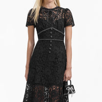 Black Cord Lace Bow Midi Dress