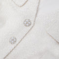 Cream Tinsel Boucle Buttoned Mini Dress