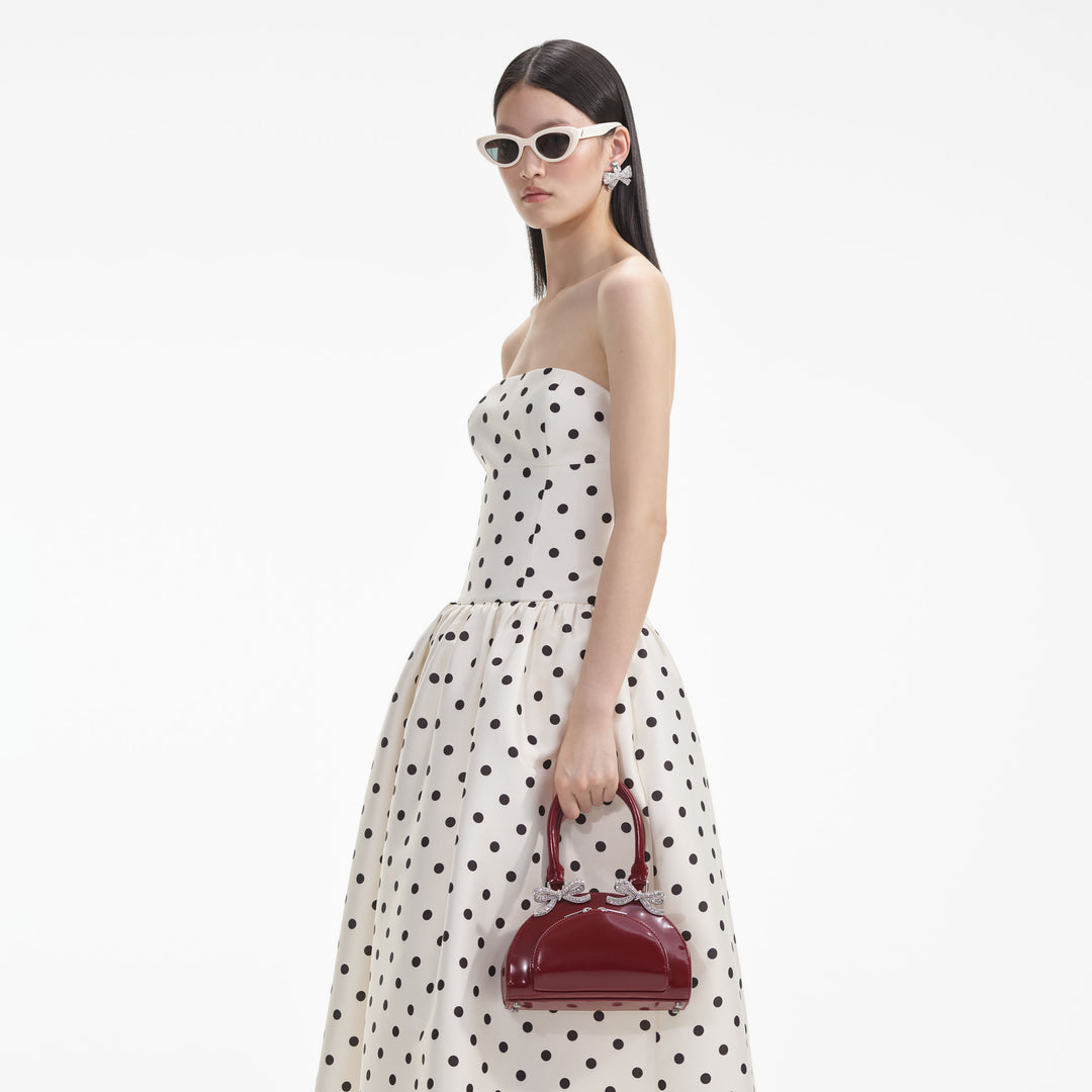 Polka Dot Cotton Midi Dress Cream