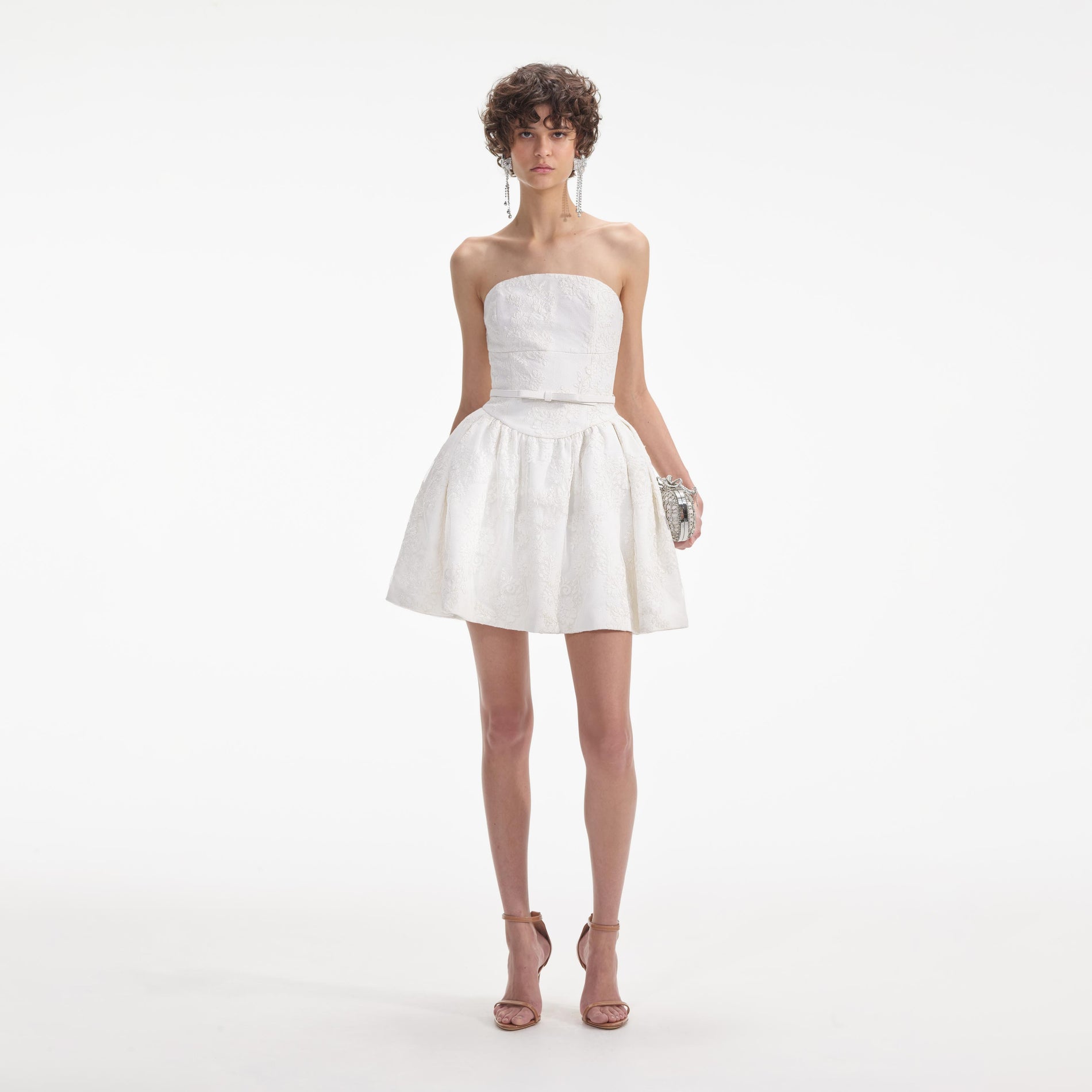Cream Lace Bandeau Mini Dress