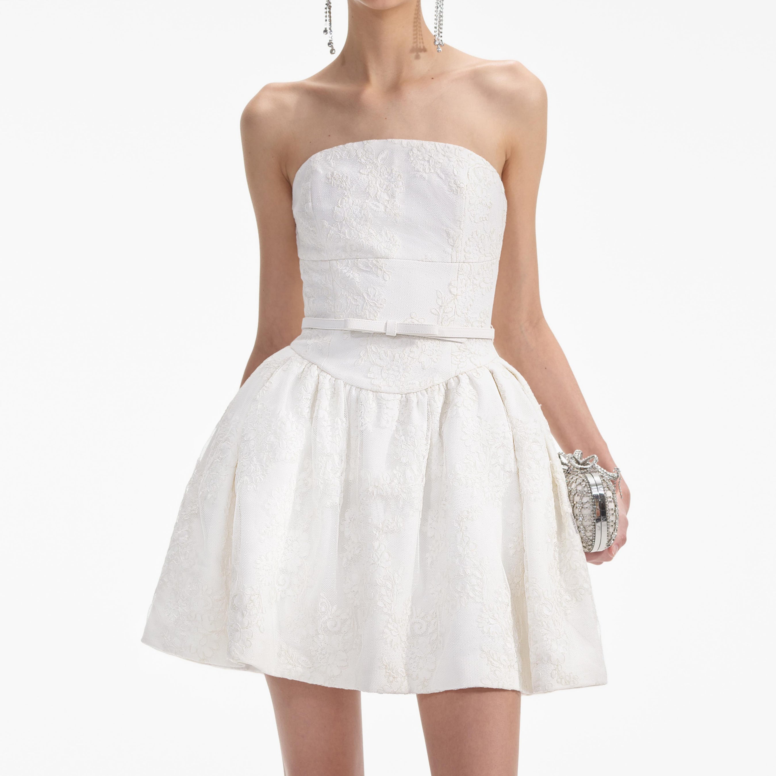 Cream Lace Bandeau Mini Dress