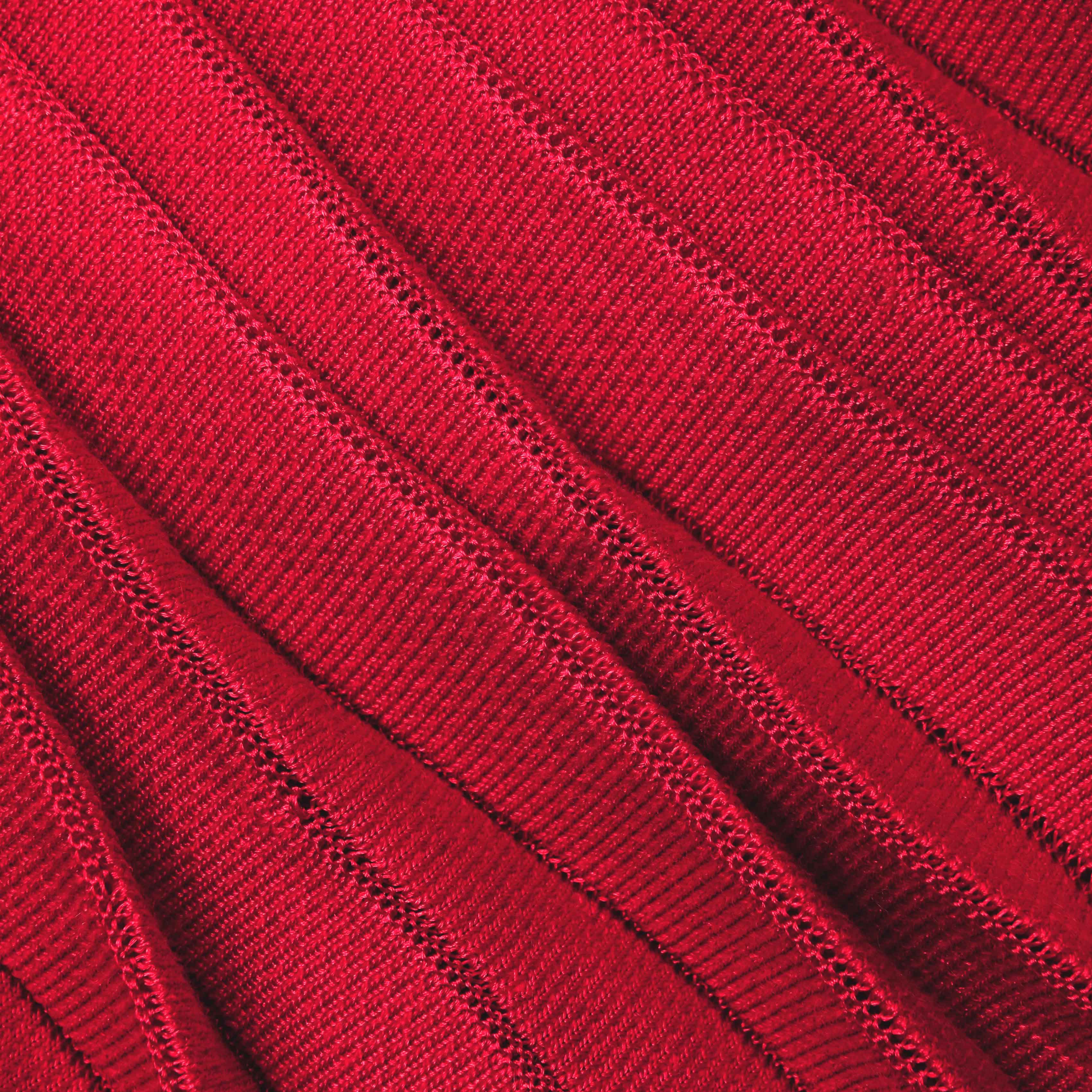 레드 플리츠 니트 미니 스커트