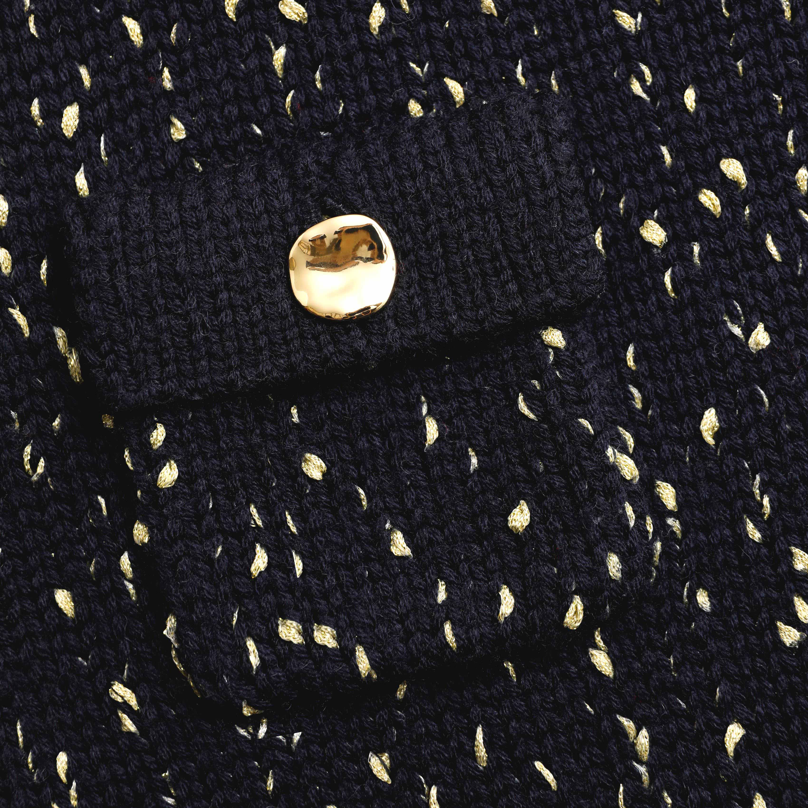 네이비 메탈릭 메리노 니트 미디 스커트