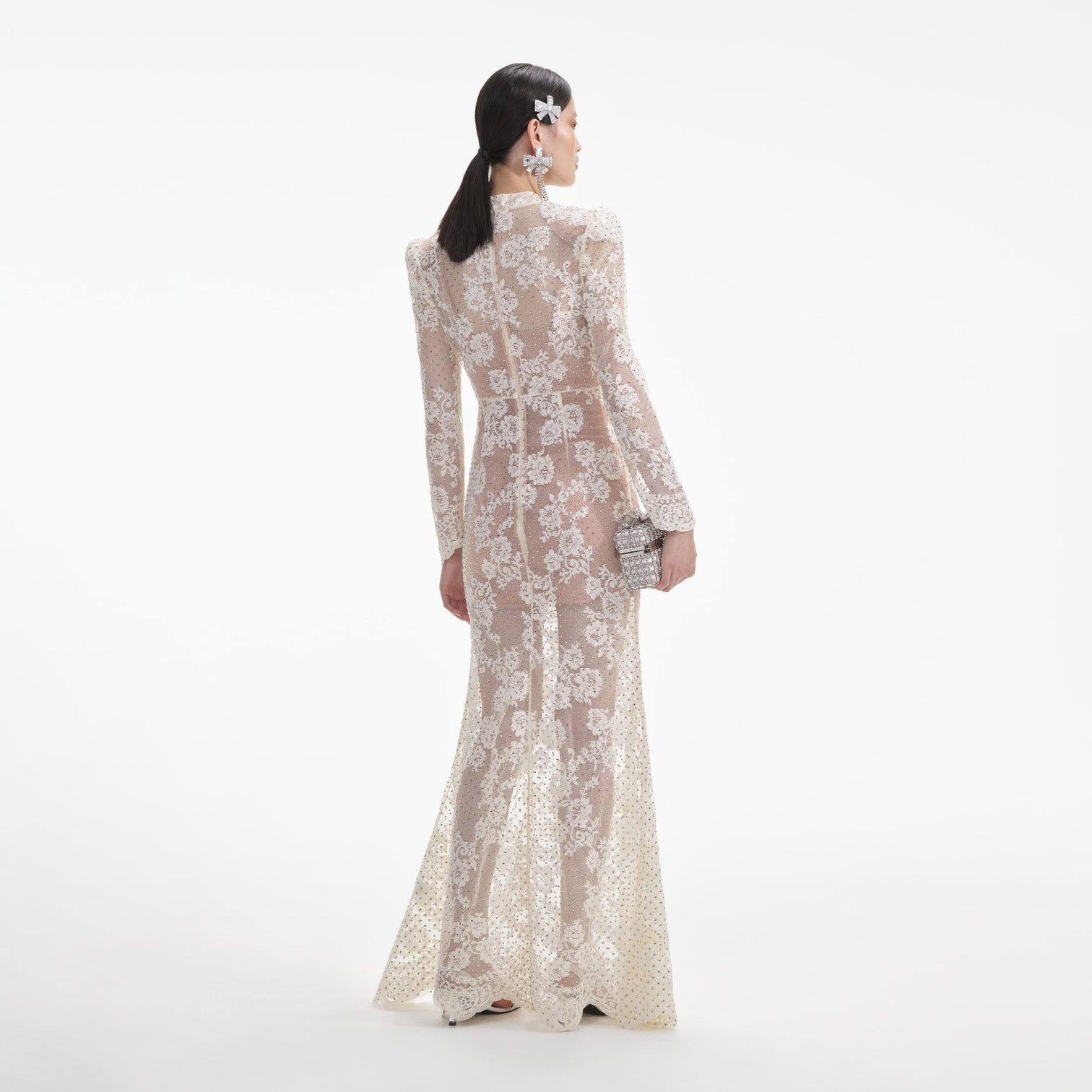 White Ruched Dress w/ Rhinestones