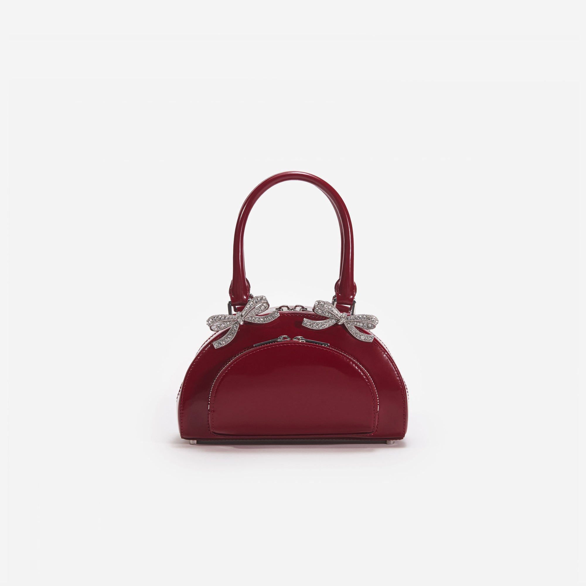 Burgundy Leather Curved Mini Tote Bag