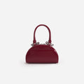 Burgundy Leather Curved Mini Tote Bag