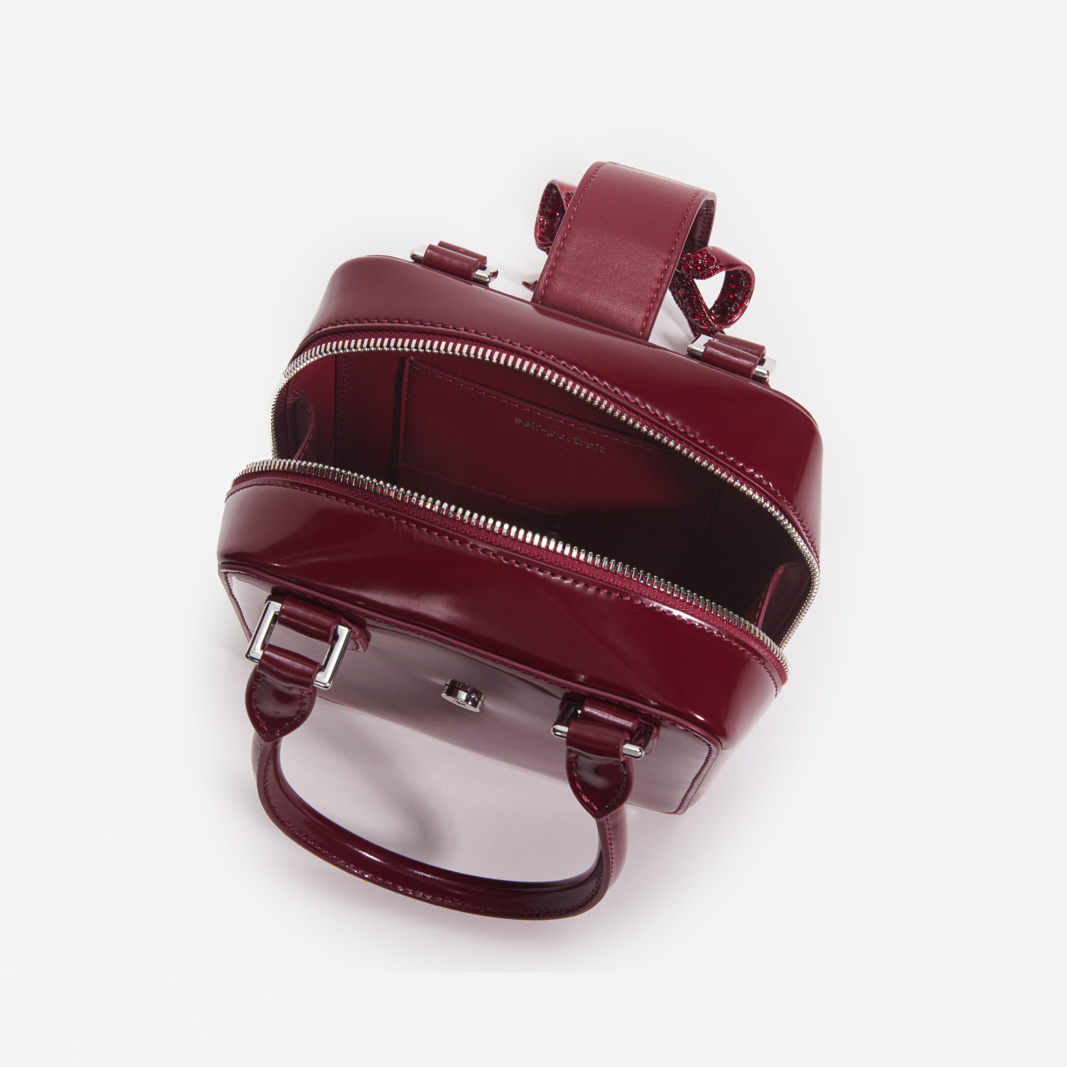 Burgundy Leather Square Mini Tote Bag