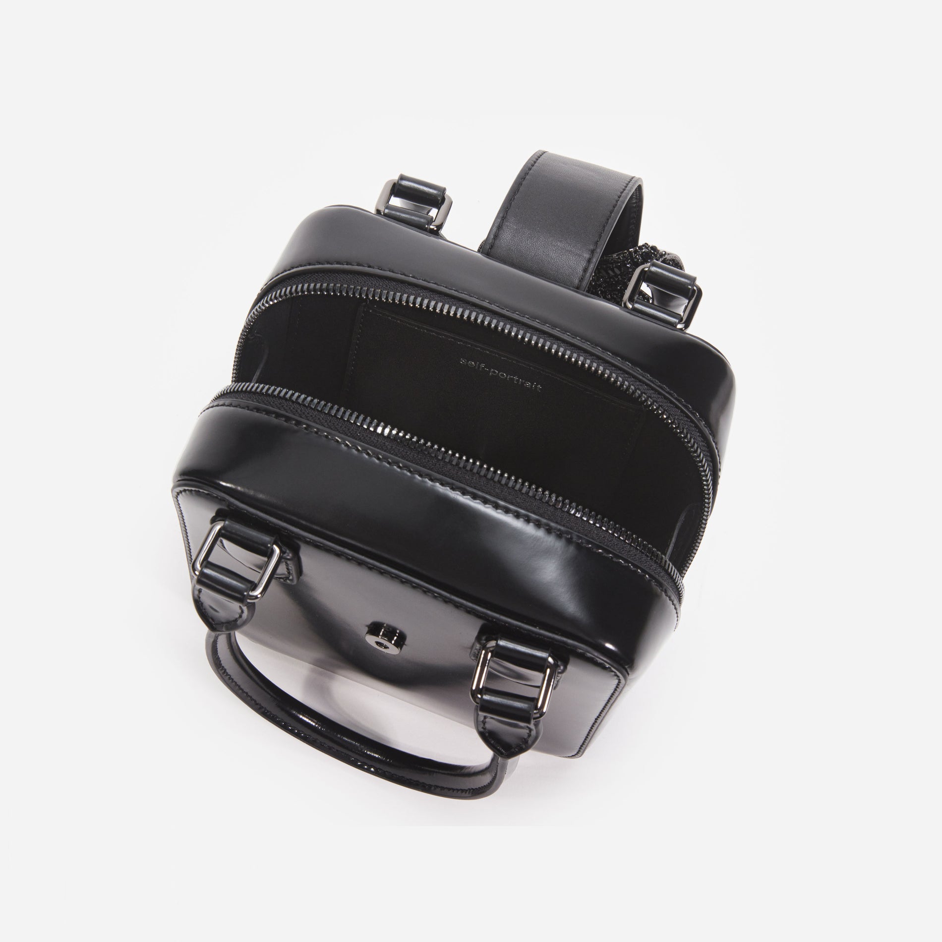 Black Leather Square Mini Tote Bag