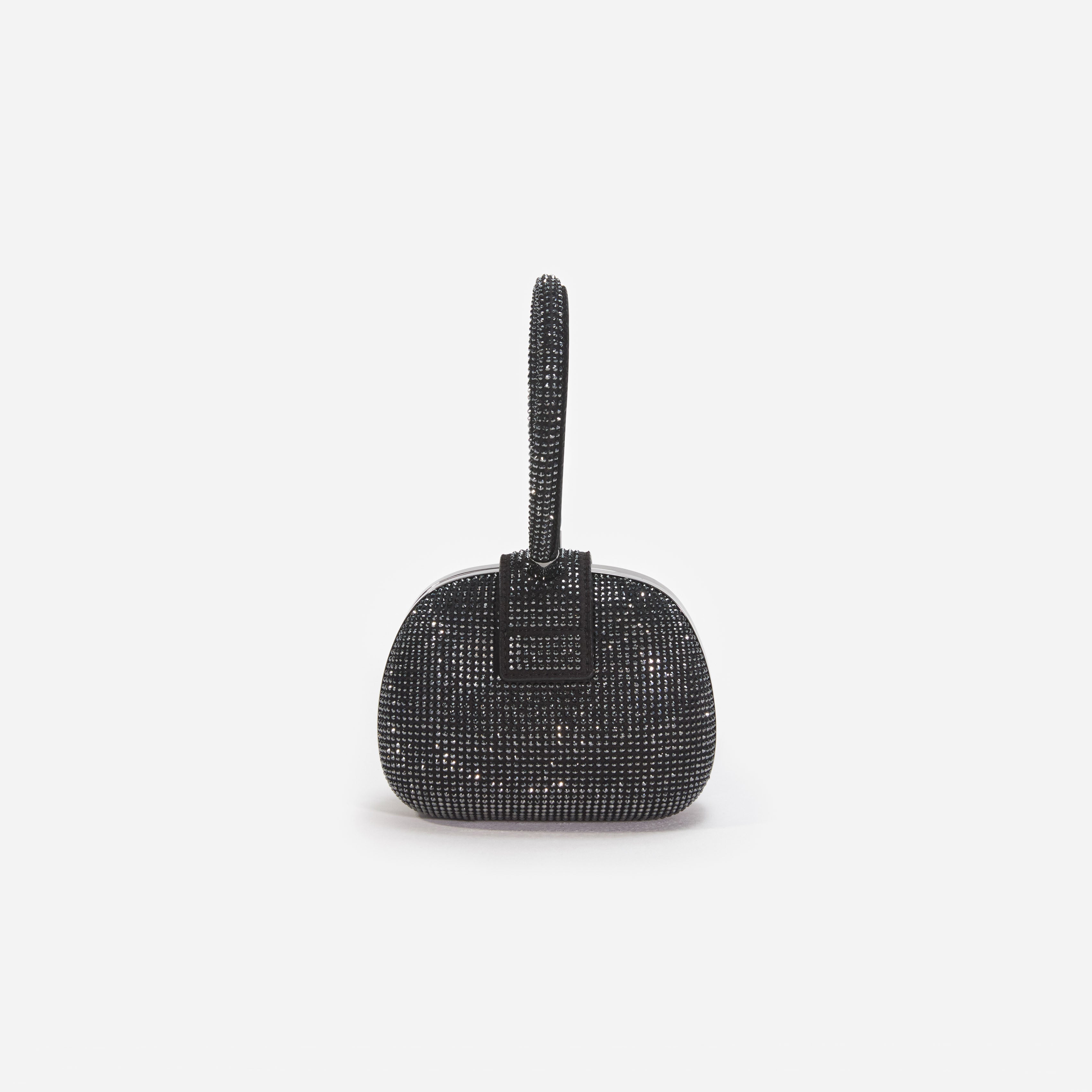 블랙 라인스톤 탑 핸들 클러치 백