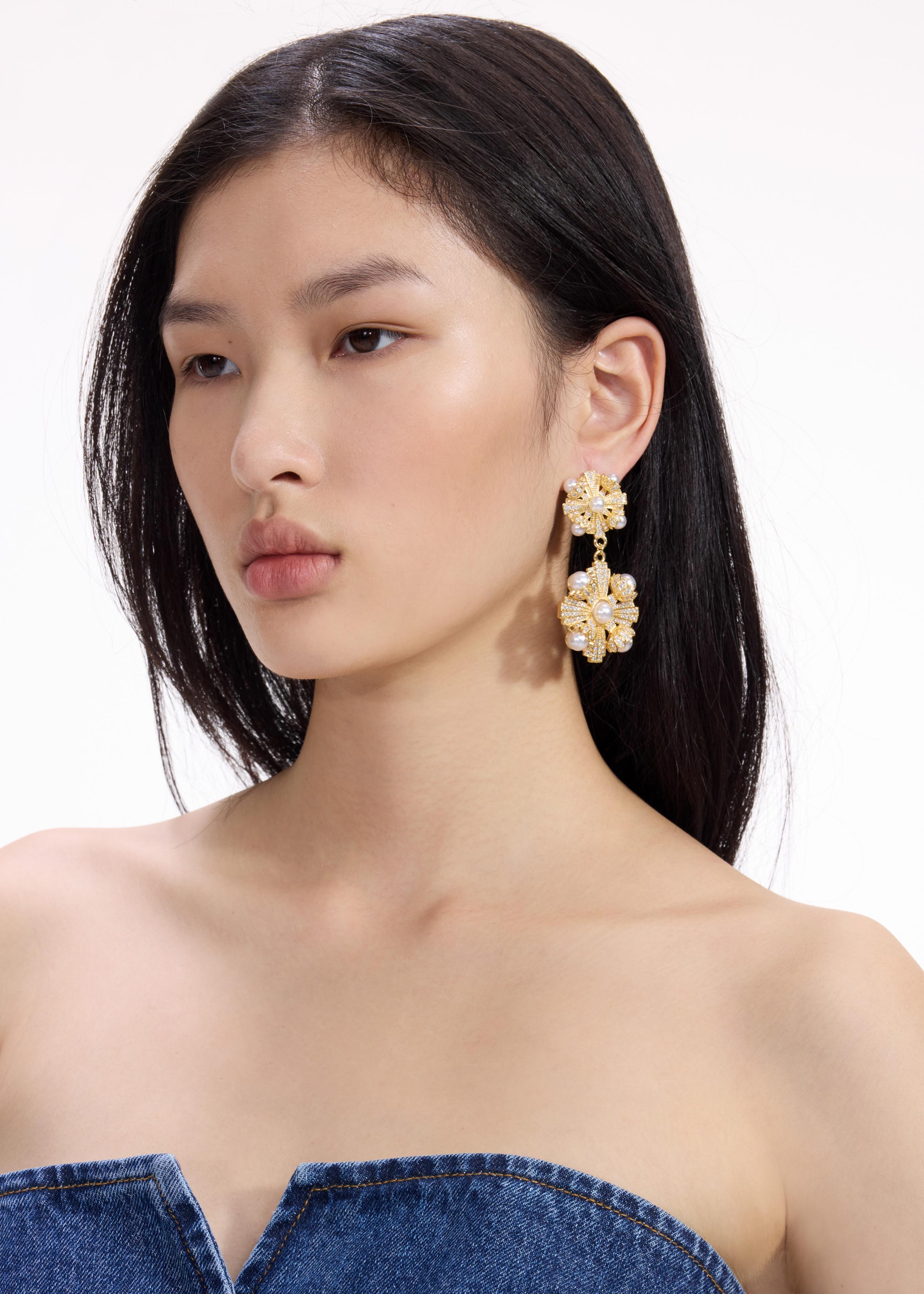 green emerald velvet dress Gold & Ivory Heart Earrings - All Jewelry main image 0
