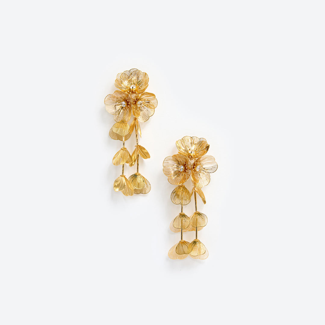 Golden Floral Design Earrings main image 1