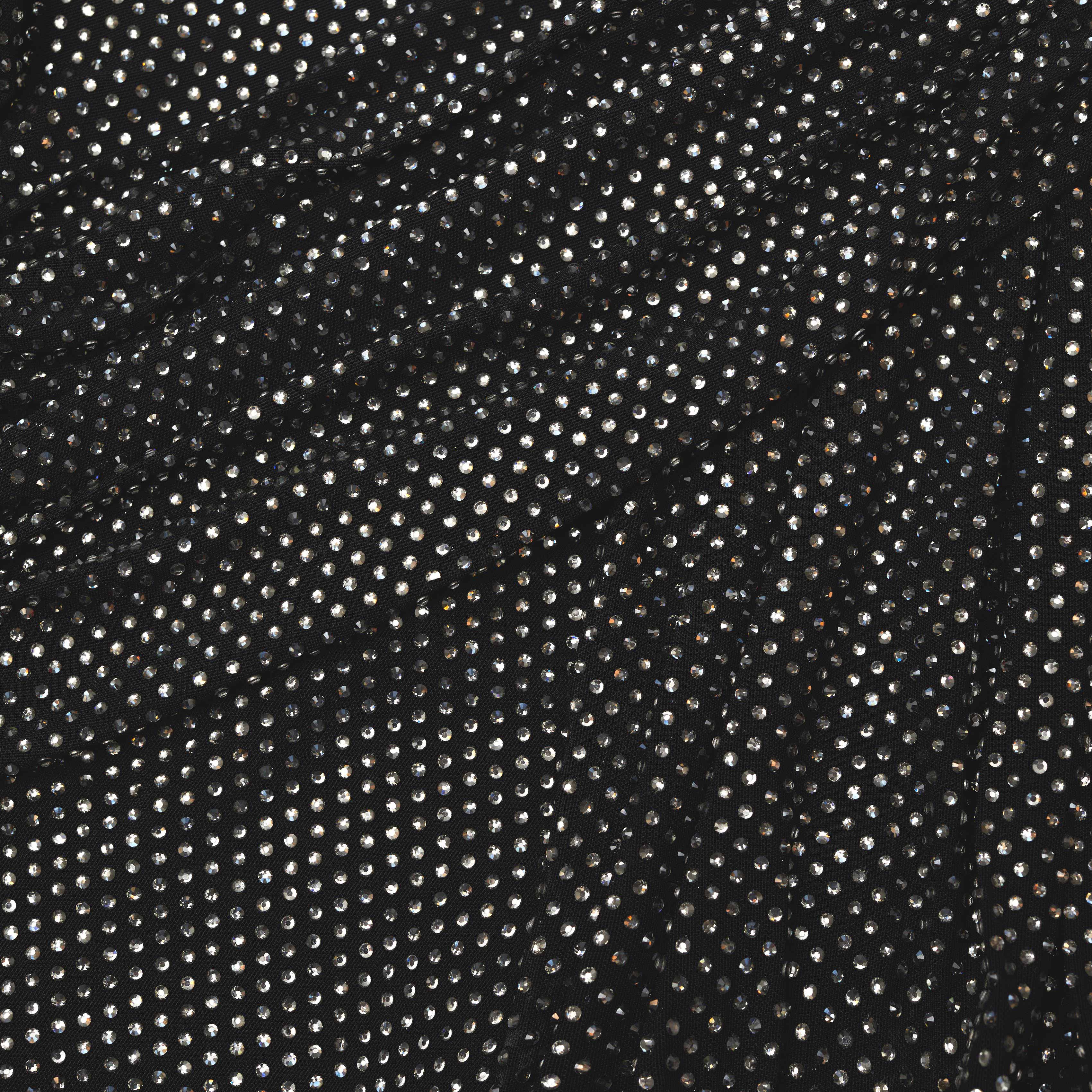 블랙 라인스톤 메쉬 탑