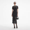 Black Lace Diamante Midi Dress