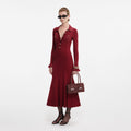 Burgundy Ribbed Knit Midi Dress