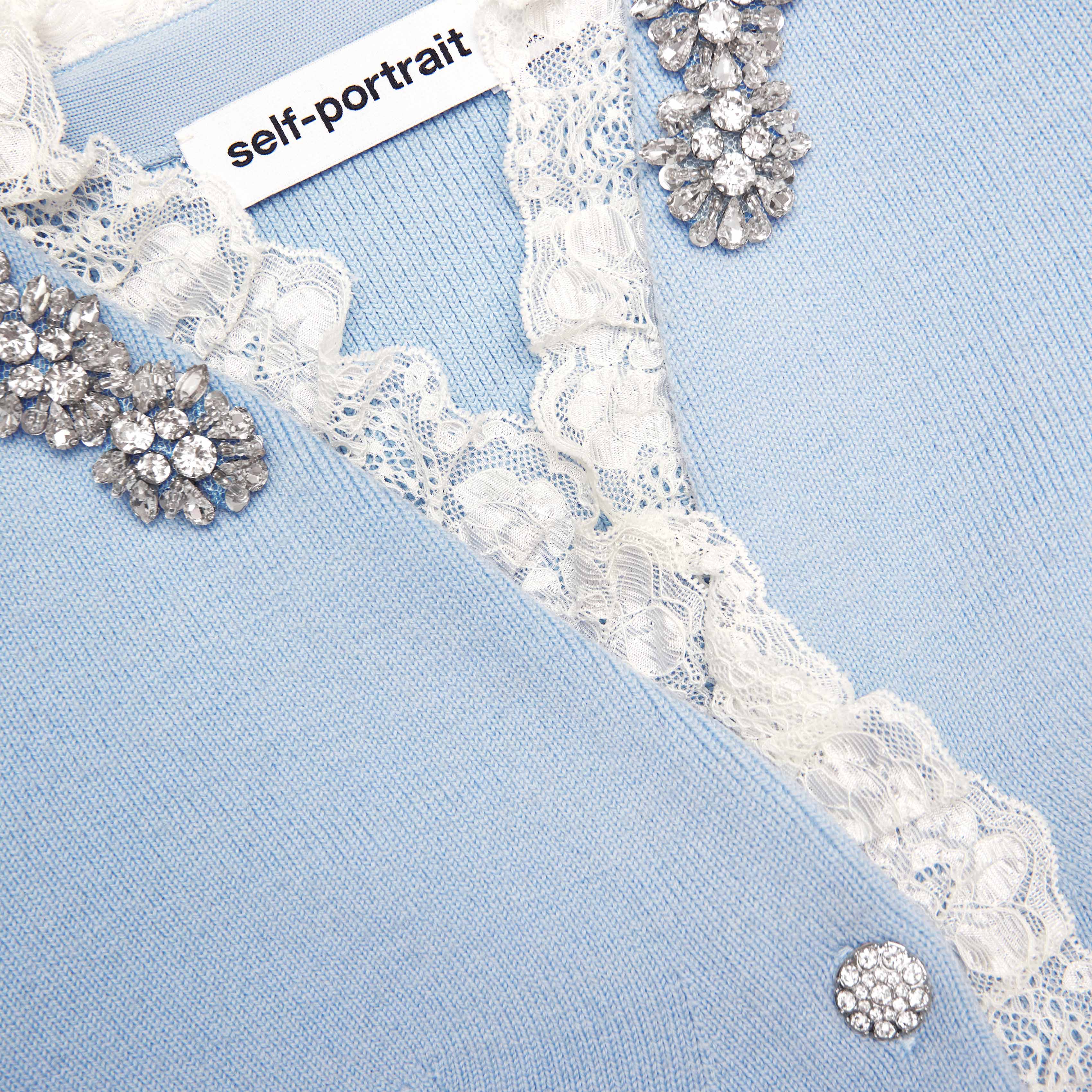 Blue Crystal Trim Cardigan