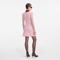Pink Contrast Collar Knit Mini Dress