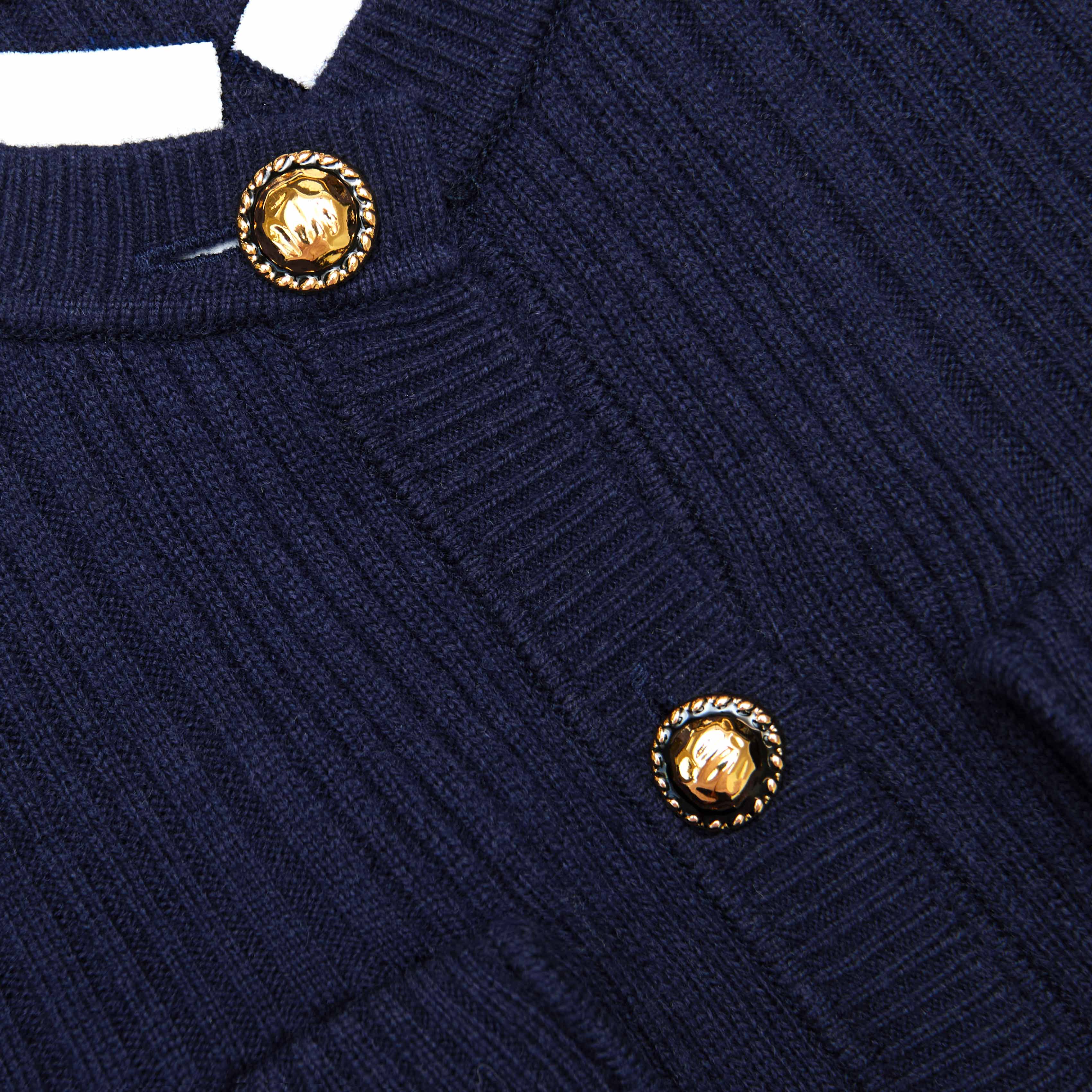 Navy Knit Taffeta Midi Dress